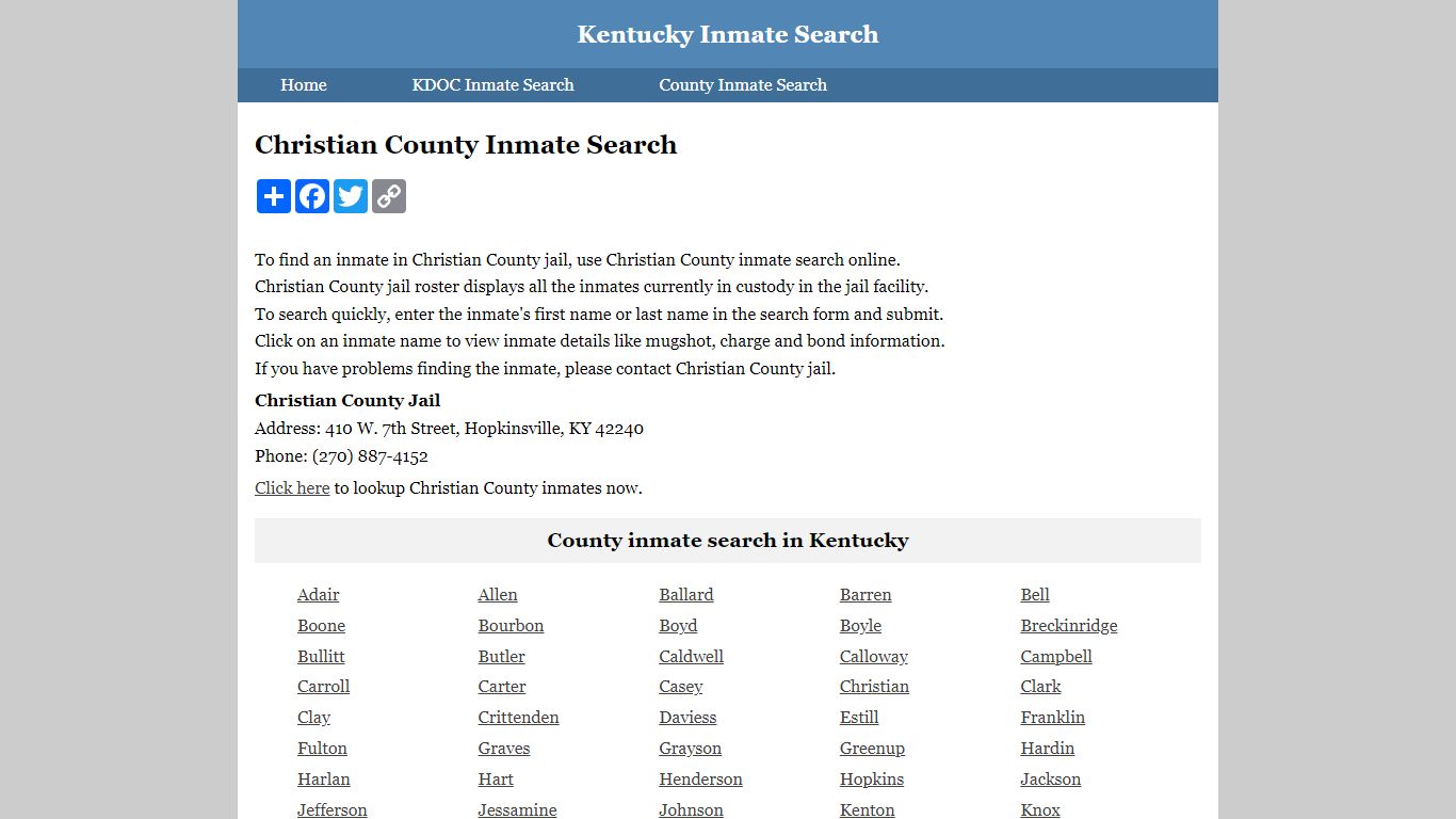 Christian County Inmate Search